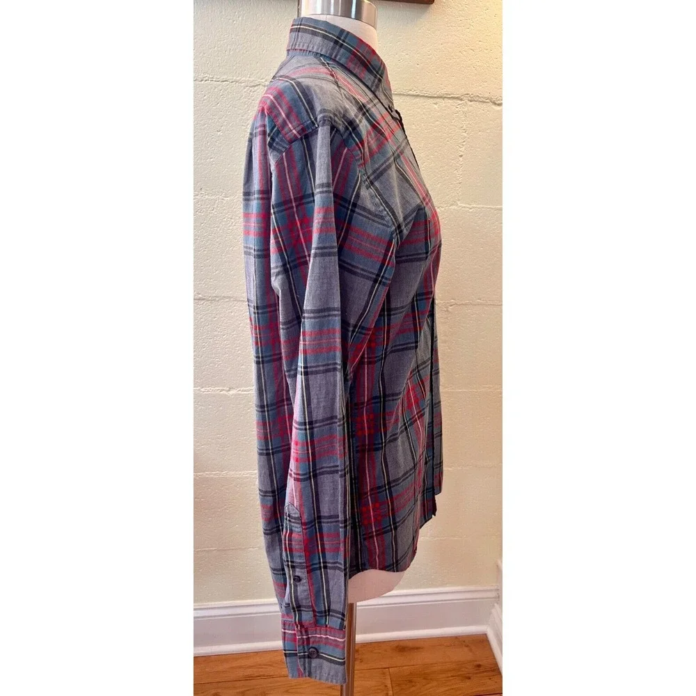 J.Crew Mens‎ Size Small Plaid Button Down Long Sleeve Shirt Grey Red 100% Cotton